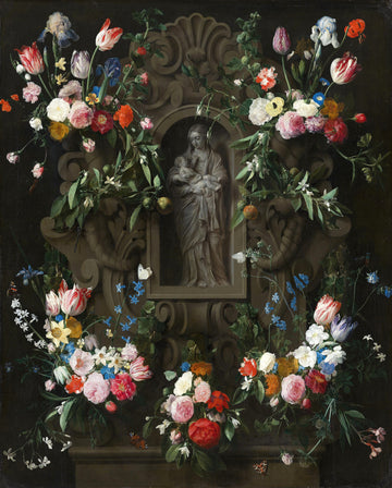 Garland of Flowers Surrounding a Sculpture of the Virgin Mary | Daniel Seghers | 1645