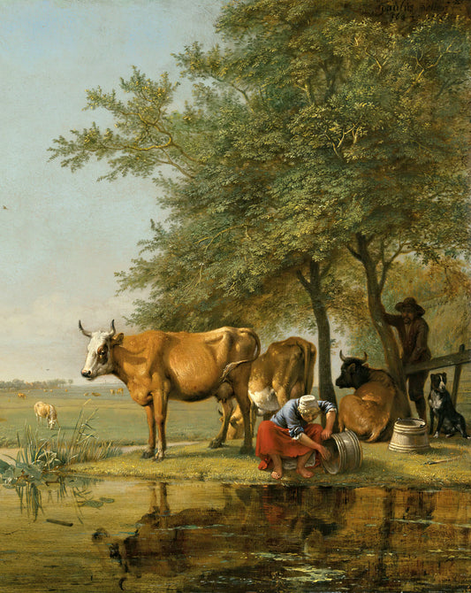 Cattle and Woman by Stream | Paulus Potter | 1647