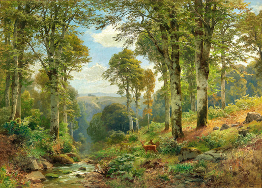 Cerf au bord du ruisseau | Heinrich Böhmer | XIXe siècle