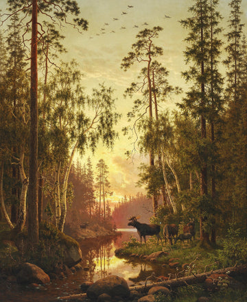 Forest Scene with Elks | Carl Bøgh | 1879