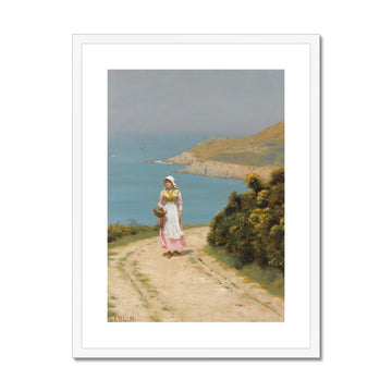 Girl on a Coastal Path | Edmund Leighton | 1893