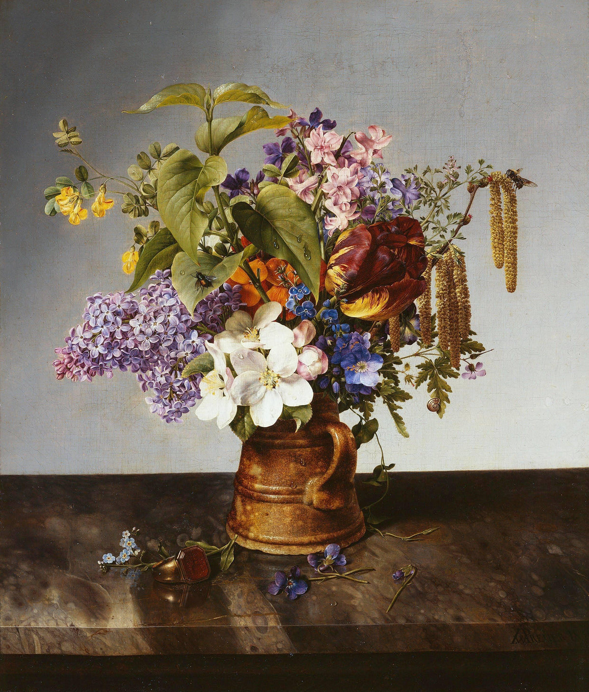 Bouquet of Garden Flowers by Johann Wilhelm Preyer, 1831 — fine art print from Peaceful Artworks