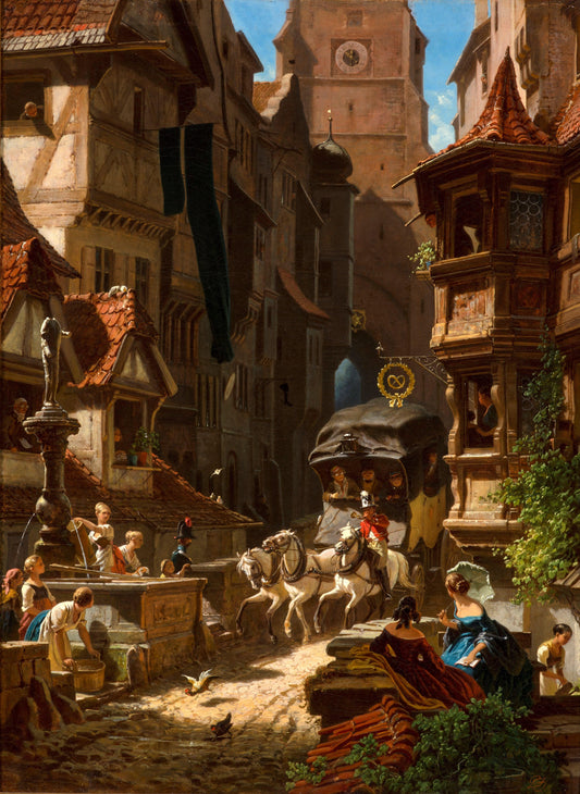 The Arrival of the Stagecoach | Carl Spitzweg | 1859