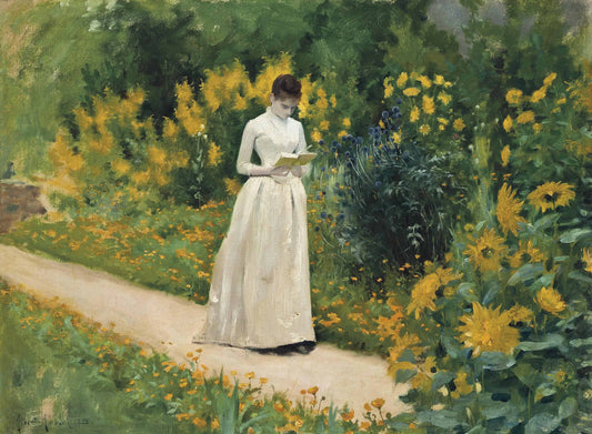 Reading on the Garden Path | Albert Aublet | 1883