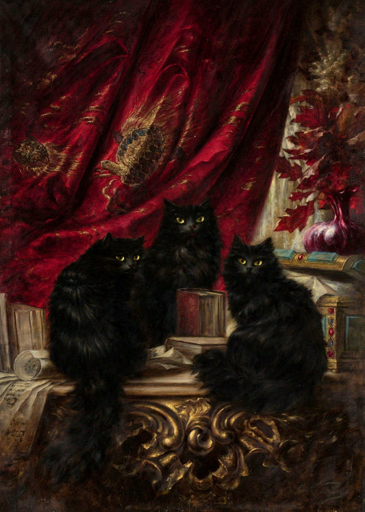 Trois chats noirs | Carl Kahler | XIXe siècle