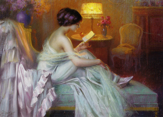 Reading at Lamp Light | Delphin Enjolras | 19th Century