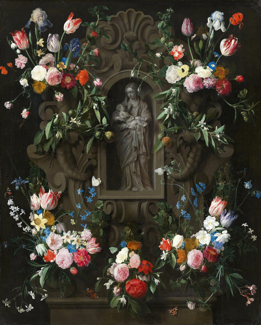Garland of Flowers Surrounding a Sculpture of the Virgin Mary | Daniel Seghers | 1645