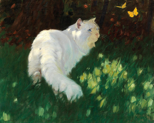 White Cat and Butterflies | Arthur Heyer | 1914