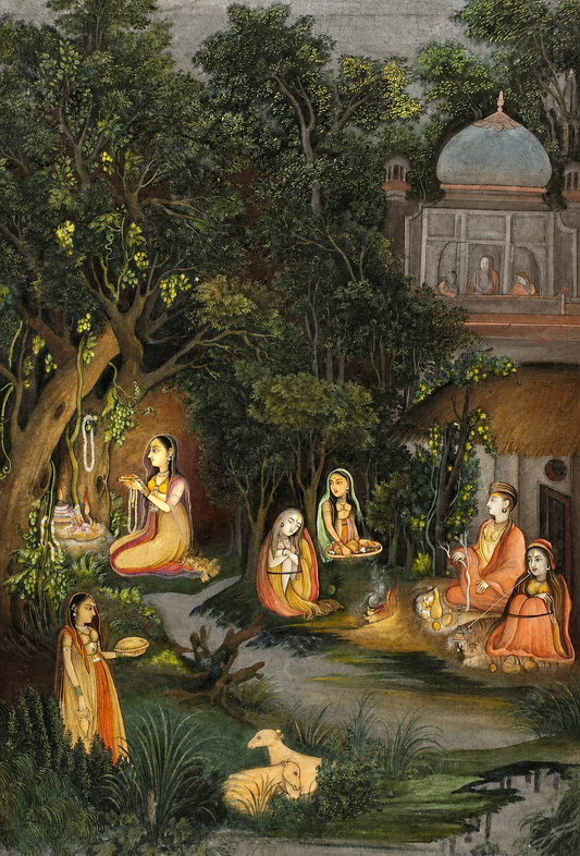 A Princess Visiting a Forest Shrine at Night | Mir Kalan Khan | 1760