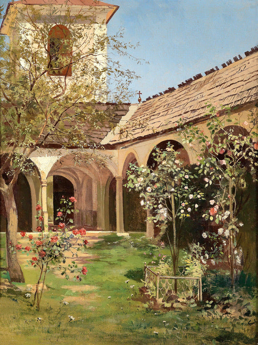 Blooming Monastery Garden | Leopold Munsch Austrian | 19th Century