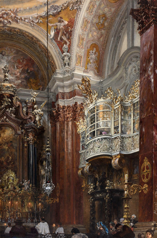 Interior of The Jacobskirche at Innsbruck | Adolph Menzel | 1872