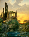 Temple Ruins at Sunset | Ferdinand Knab | 19th Century