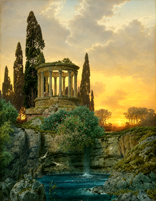 Temple Ruins at Sunset | Ferdinand Knab | 19th Century