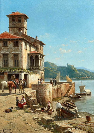 View of Arona on Lake Maggiore | Jacques François Carabain | 1899