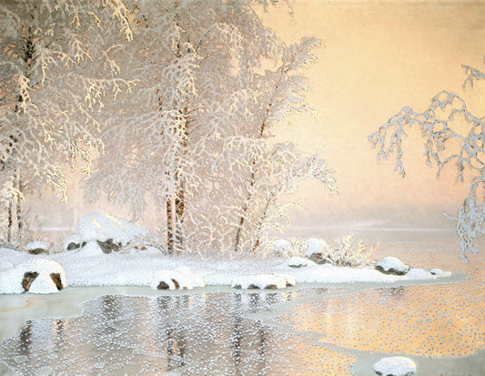 Paysage d'hiver avec lac gelé | Gustaf Fjaestad | 1916