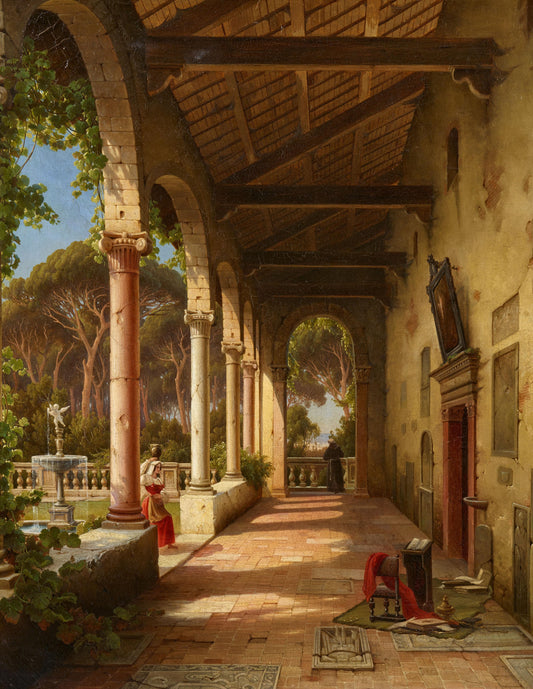 Vue d'une loggia dans une villa italienne | Julius Helfft | 1848