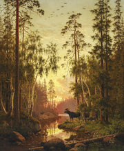 Load image into Gallery viewer, Forest Scene with Elks | Carl Bøgh | 1879
