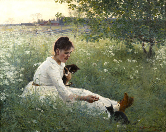 Fille avec des chats en été | Elin Danielson-Gambogi | 1892