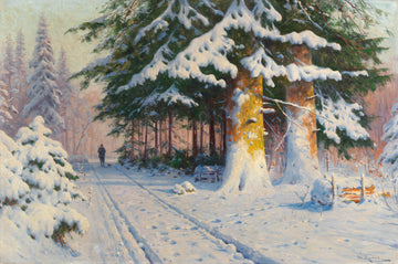 Hunter Returning Home in a Winter Woodland | Walter Moras | 19th Century