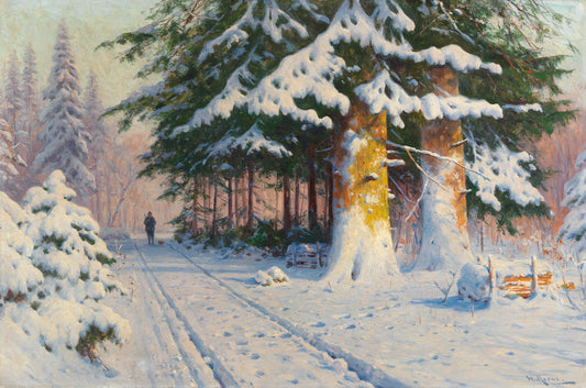 Jäger auf Heimkehr in einem Winterwald | Walter Moras | 19. Jahrhundert