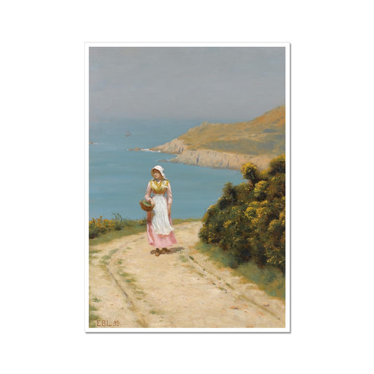 Girl on a Coastal Path | Edmund Leighton | 1893